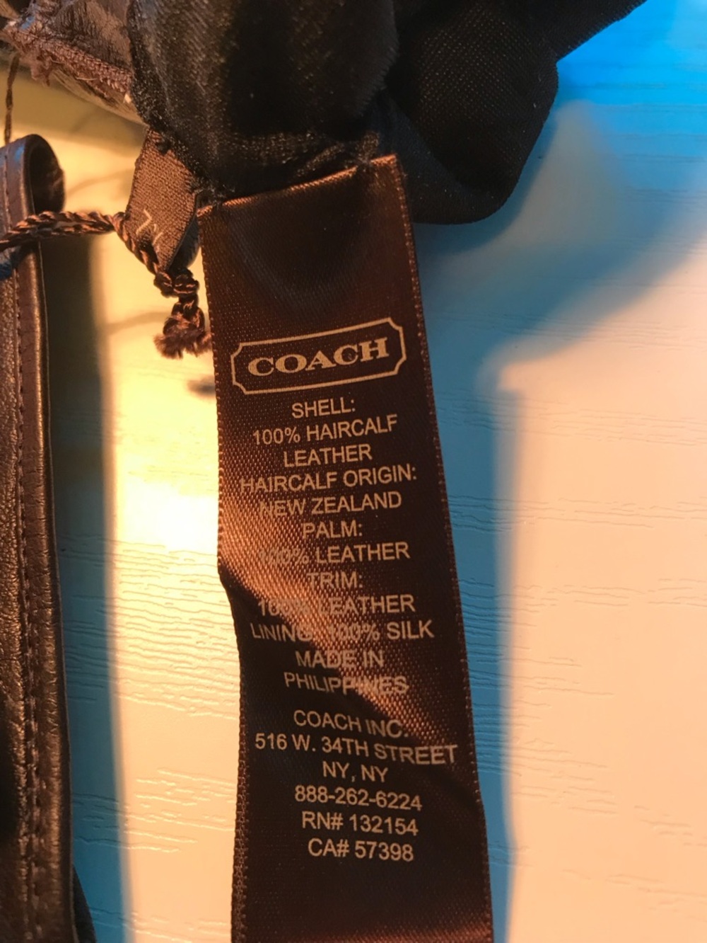Coach 83874 Women’s Ocelot Haircalf Silk Lined Leather Gloves NWT Sz 7.5 - Picture 6 of 12